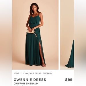 Birdy Grey Bridesmaid Dress - Gwennie. Emerald Green. Size Small. Worn once